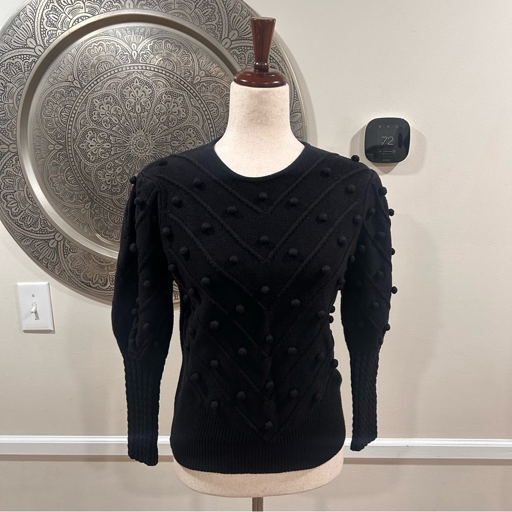 Coleman Collection black pom pom long sleeve sweater - Size M